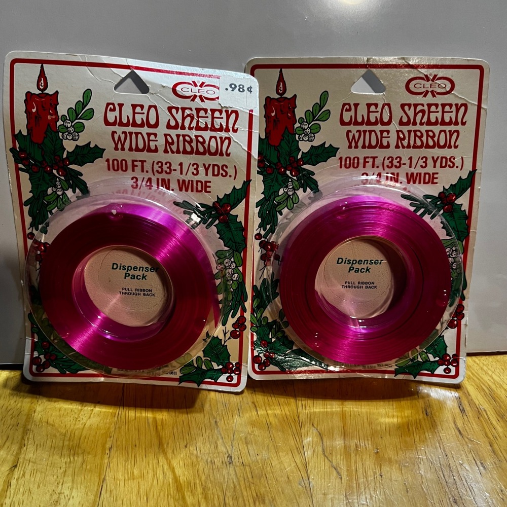 Cleo 3/4" Wide Ribbon Magenta Pink Vintage Sheen 200ft Total Set of 2 USA